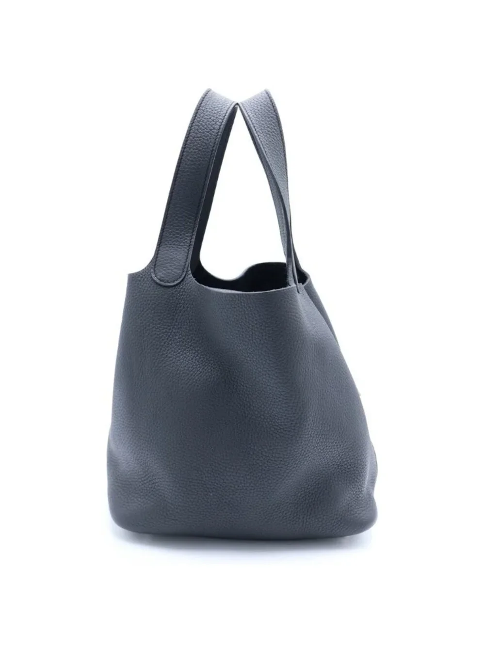 Hermes Picotin Lock MM Taurillon Clemence Silver Handbag Black
